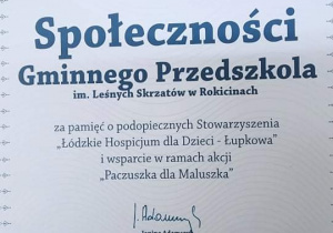 Podziekowania za udział w akcji