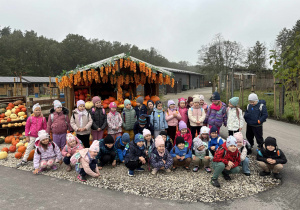 Grupa Wiewiórki na tle dyń