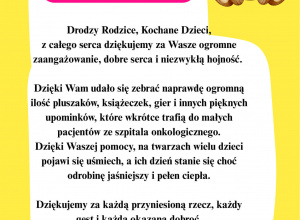 Podziękowanie za udział w zbiórce